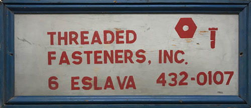Threaded Fasteners, Inc. Original Sign from 1979